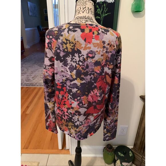 Maeve Anthropologie Kimmie Sweater Gray Floral Long Sleeve Pullover - Picture 4 of 8